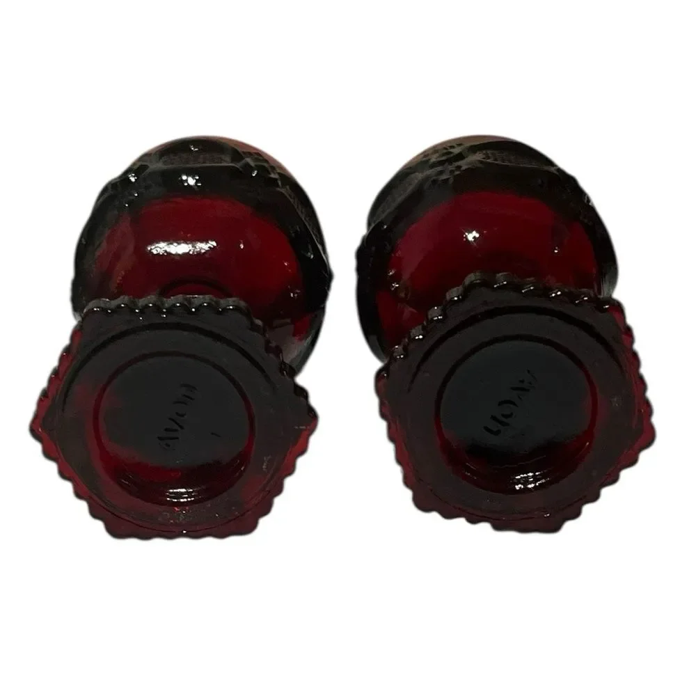 Avon Vintage 1876 Cape Cod‎ Collection Ruby Red Pressed Glass Goblets, 2 Small